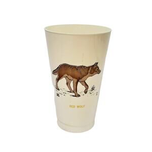 Vintage 1974 7Eleven Plastic Slurpee Cup Save a Living Thing Red Wolf